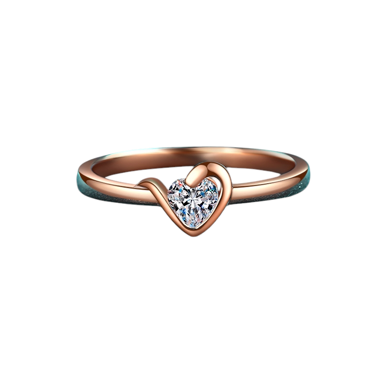 Hayesaura | Vintage Glamour Champagne Plated Heteromorphic Heart Moissanite Ring | High-Cold Minimalist Statement