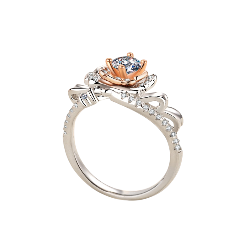Hayesaura | Avant-Garde Multi-Tone Single Rose Moissanite Ring | Cyber Y2K Floral Statement
