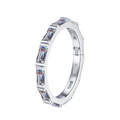 Hayesaura | Quiet Luxury Rectangular Bamboo Joint Moissanite Band | Old Money Stacking Ring