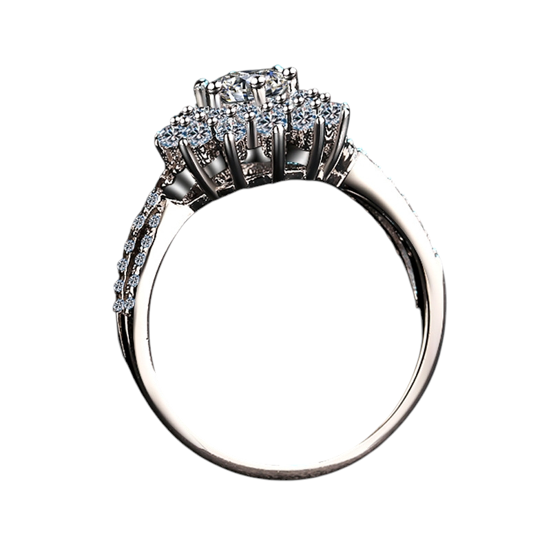 Hayesaura | Stars Holding the Moon Four-Prong Moissanite Wedding Ring