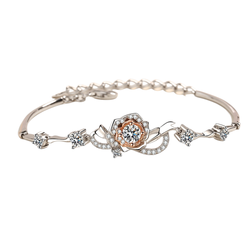 Hayesaura | Gothic Romance Two-Tone Rose Moissanite | Avant-Garde Statement Bangle
