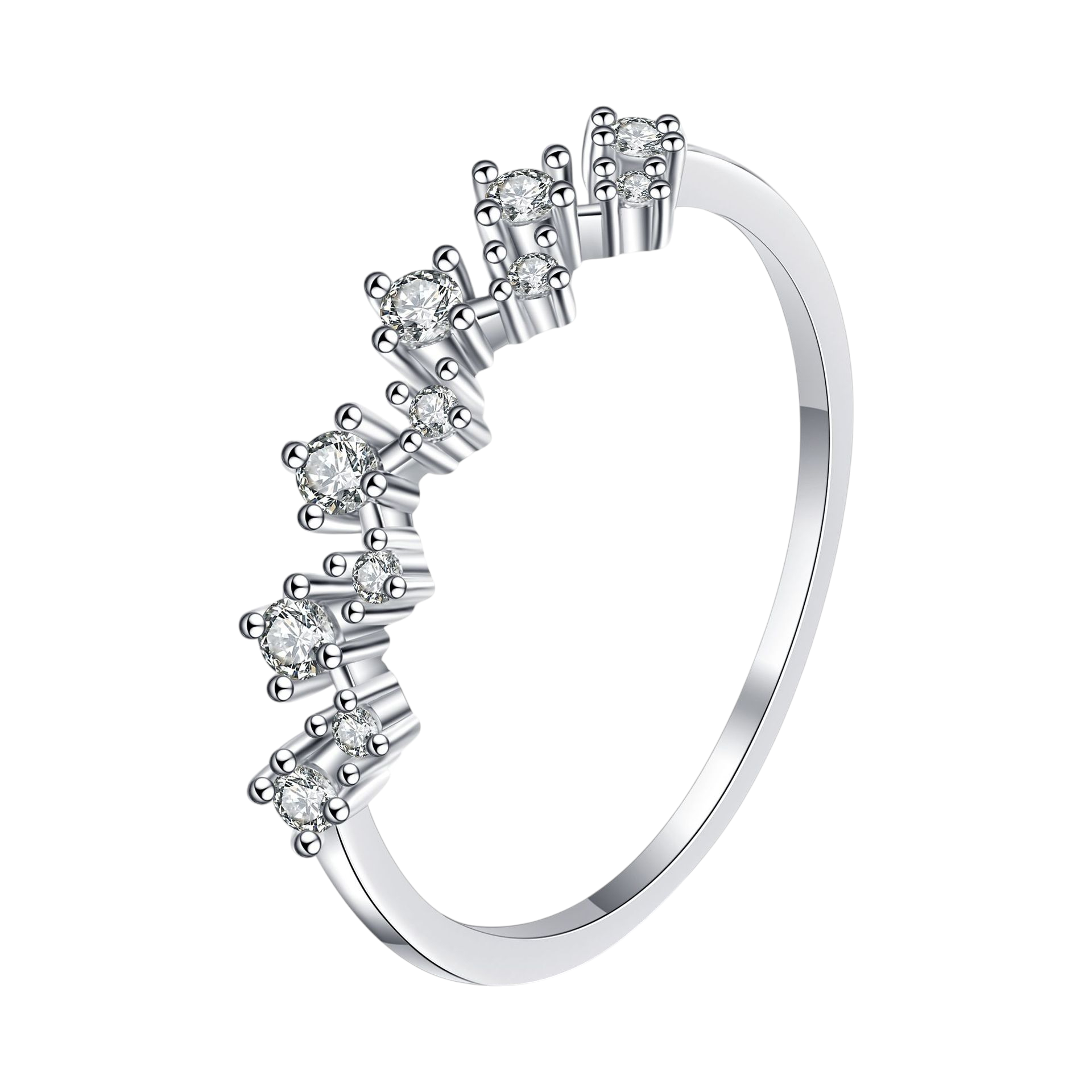 Hayesaura | Fluid Wave Moissanite Half-Eternity Tail Ring