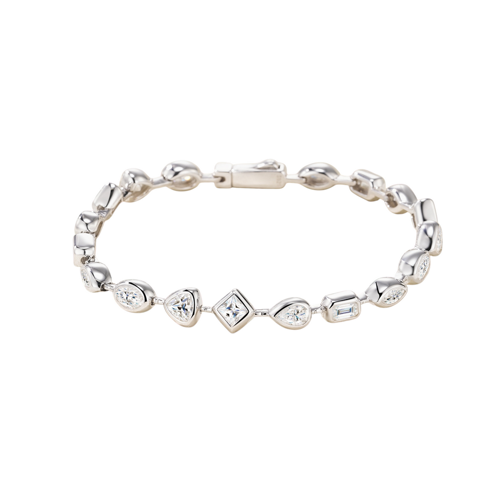 Hayesaura | Deco Geometric Tiered 18K Plated Moissanite Link | Old Money High-Society Bracelet