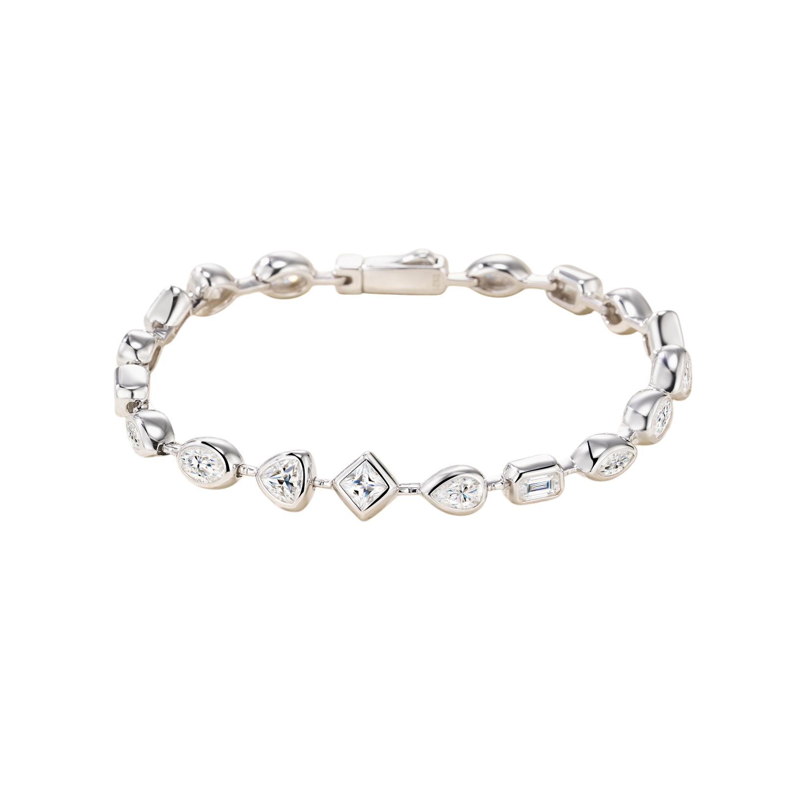 Hayesaura | Deco Geometric Tiered 18K Plated Moissanite Link | Old Money High-Society Bracelet