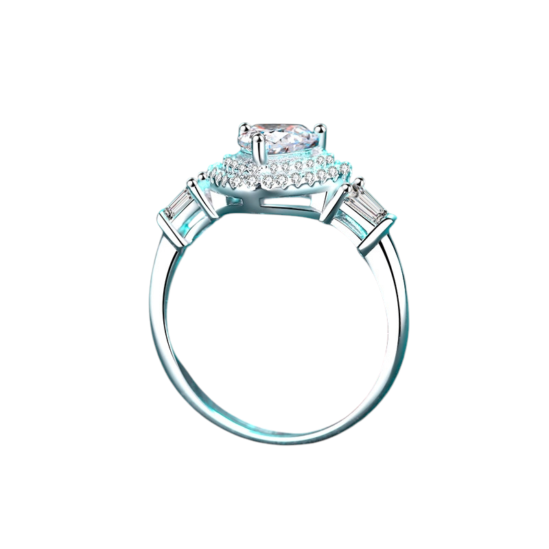Hayesaura | Coquette Romance Heart-Shaped Bezel Moissanite Ring | High-Cold Bridal Engagement Ring
