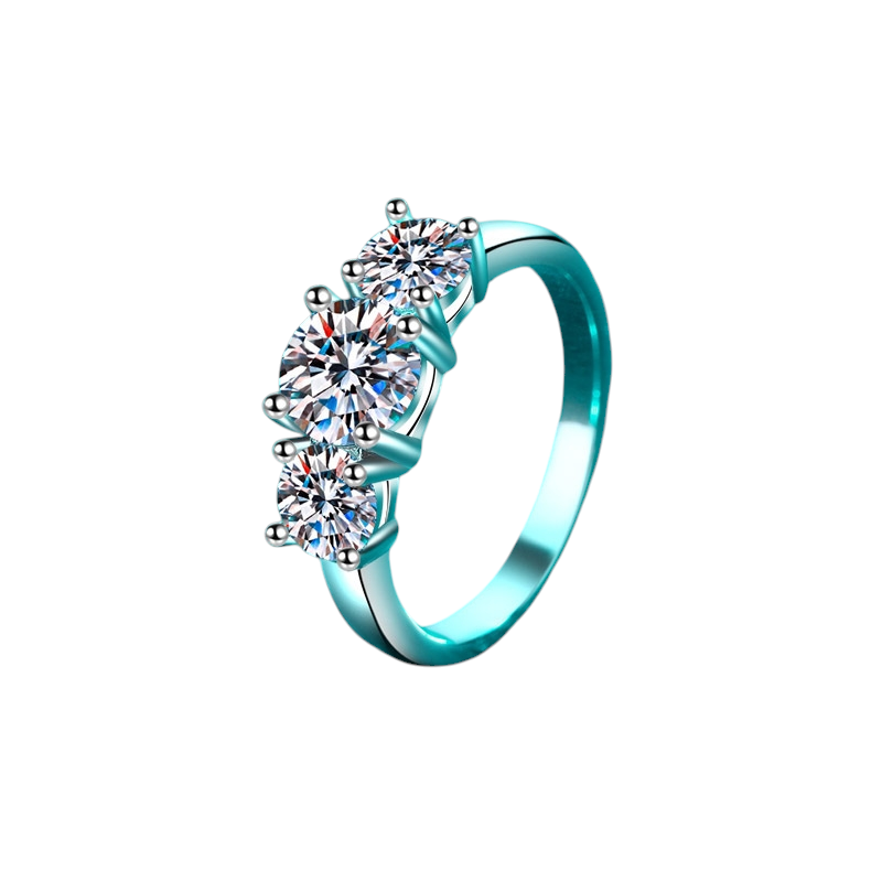 Hayesaura | Old Money 18K Plated Three-Stone Moissanite | Quiet Luxury Bridal Proposal Ring