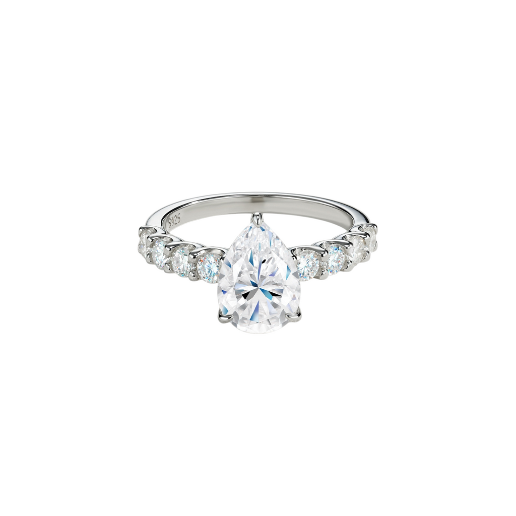 Hayesaura | Handmade Hammered Moissanite Proposal Ring | Minimalist
