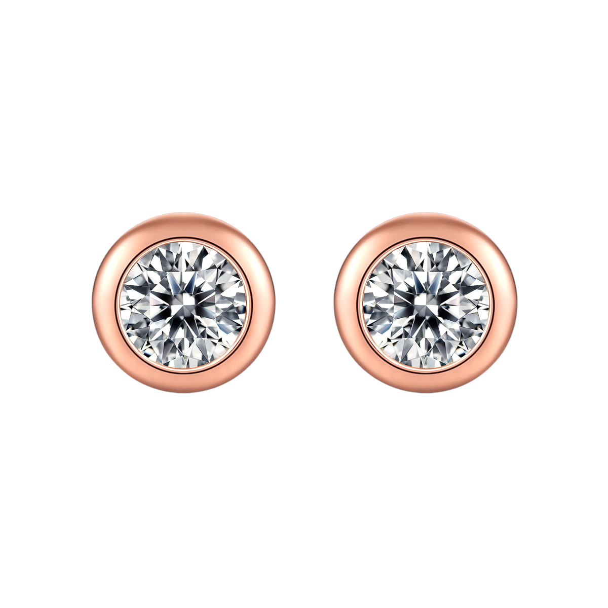 Hayesaura | Coquette Romance Rose Gold Bubble Bezel Moissanite | High-Cold Petite Solitaire Studs