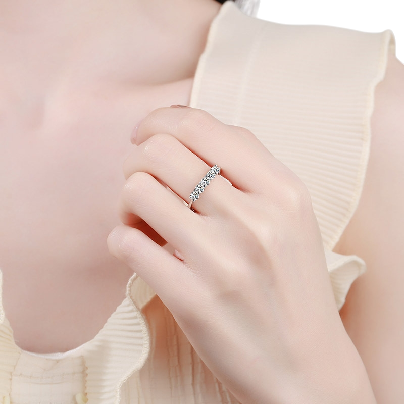Hayesaura | Elegant Moissanite Pave Half-Eternity Proposal Band