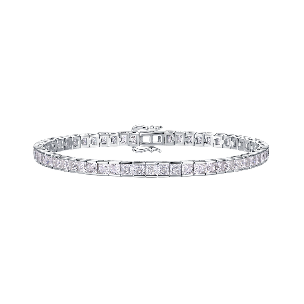 Hayesaura | Unisex Platinum-Plated Classic Moissanite Tennis Bangle | Old Money Quiet Luxury Piece