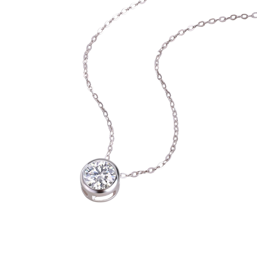 Hayesaura | Clean Fit 18K Plated Bubble Bezel Moissanite | High-Cold Daily Stacking Necklace
