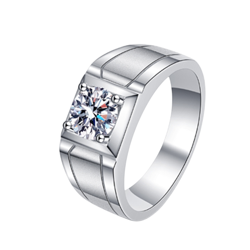 Hayesaura | Vintage Grunge Frosted Pyramid Men's Moissanite Ring | Bold Masculine Statement Band