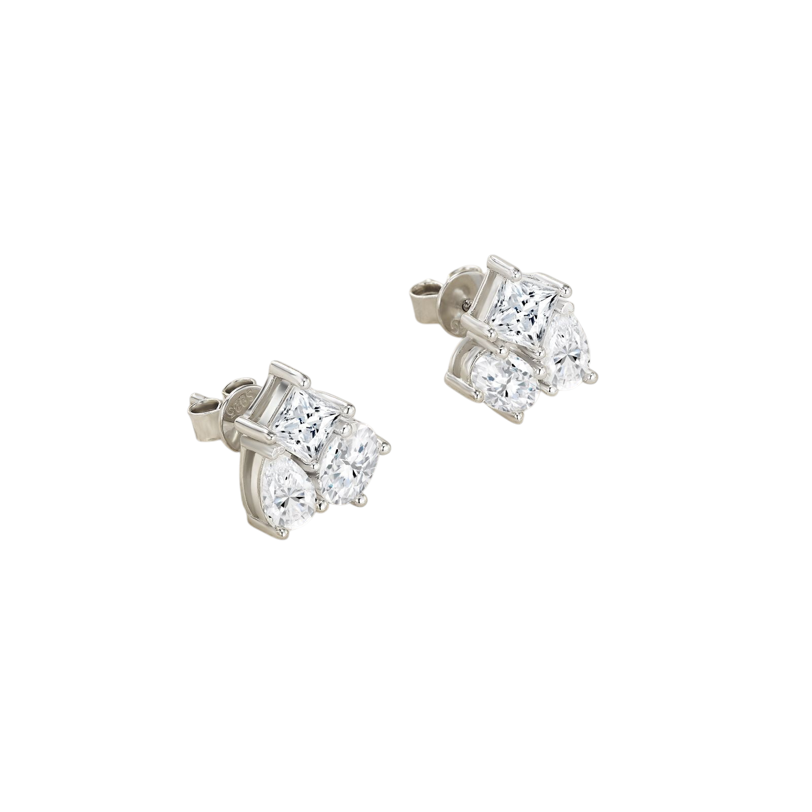 Hayesaura | Industrial Cyber Y2K Geometric Prism Moissanite Studs | High-Cold Abstract Statement Earring