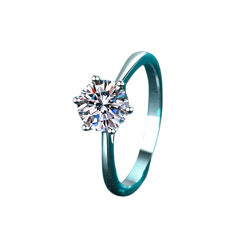 Hayesaura | Classic Six-Prong Round Cut Moissanite Solitaire Ring