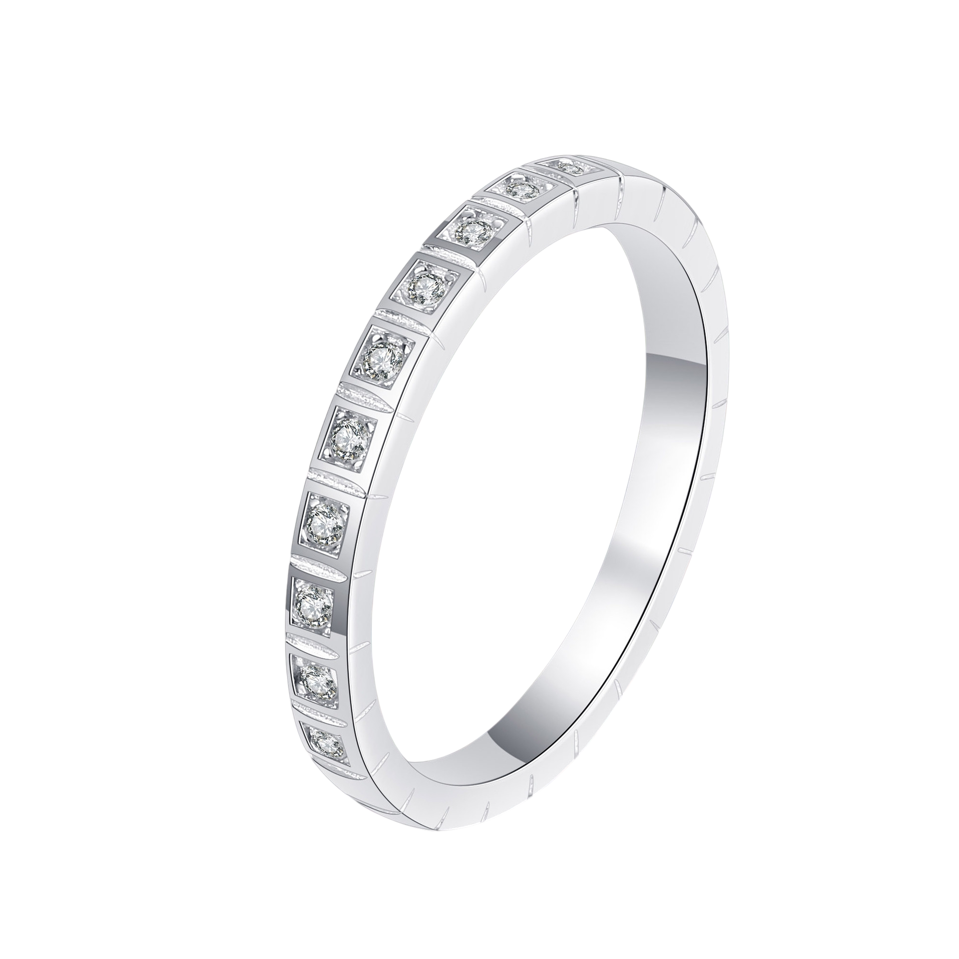 Hayesaura | Office Siren Ice Cube Half-Eternity Moissanite Band | High-Cold Minimalist Pinky Ring