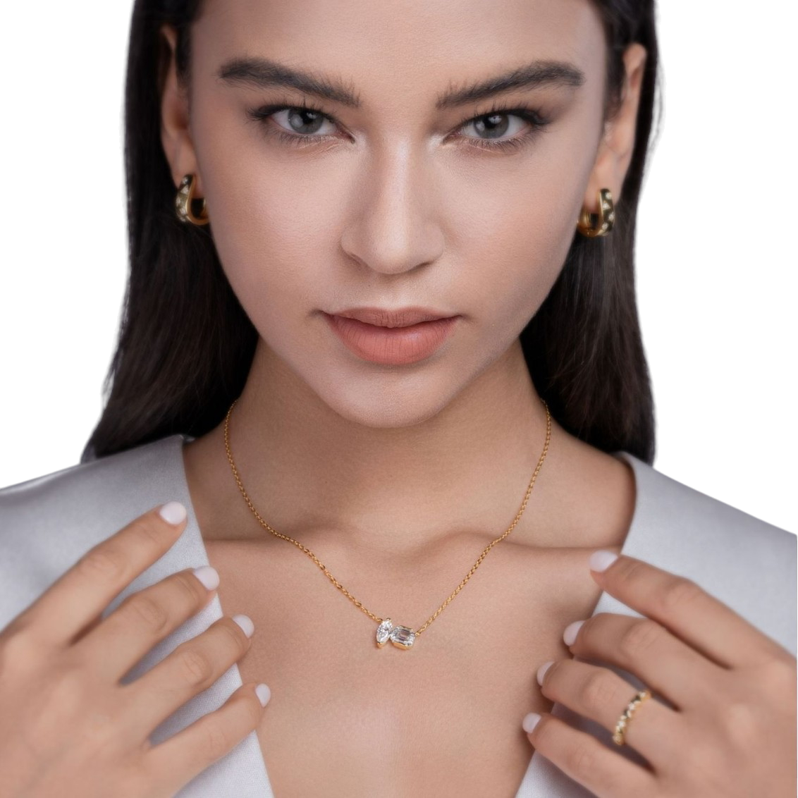 Hayesaura | Avant-Garde 18K Plated Marquise Cluster Moissanite | High-Fashion Statement Choker