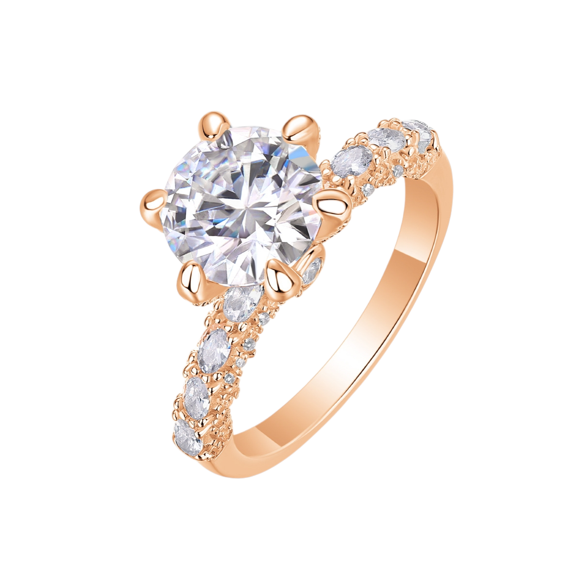 Hayesaura | Tri-Color Heavy Inlay Moissanite Proposal Ring | Minimalist