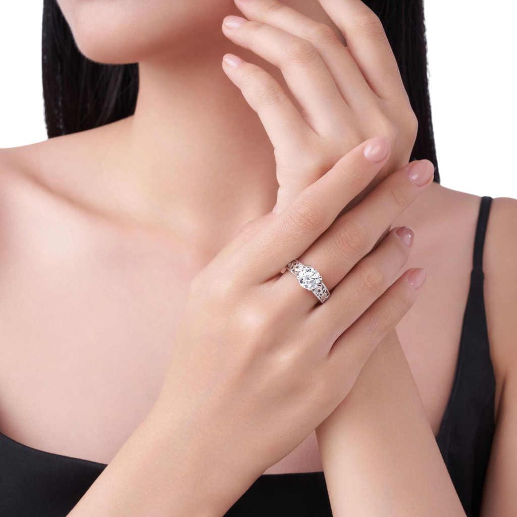 Hayesaura | Royal Archive Carved Hollow Moissanite Statement Ring | Old Money Heritage Cocktail Ring