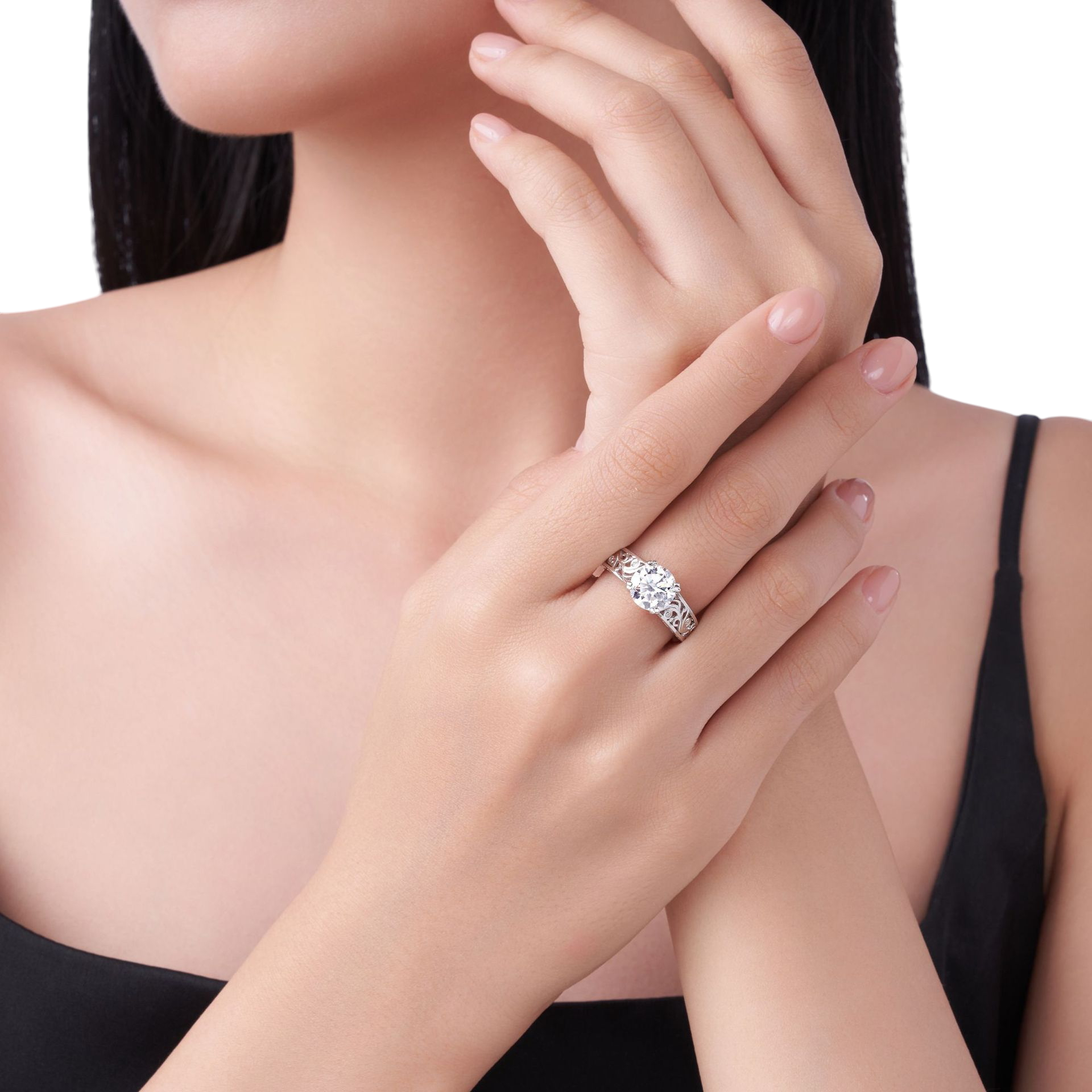 Hayesaura | Royal Archive Carved Hollow Moissanite Statement Ring | Old Money Heritage Cocktail Ring