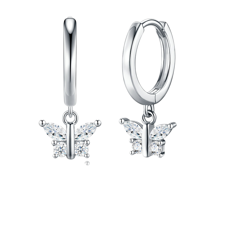 Hayesaura | Fairycore Aesthetic Butterfly Moissanite | Delicate Romantic Huggie Hoops
