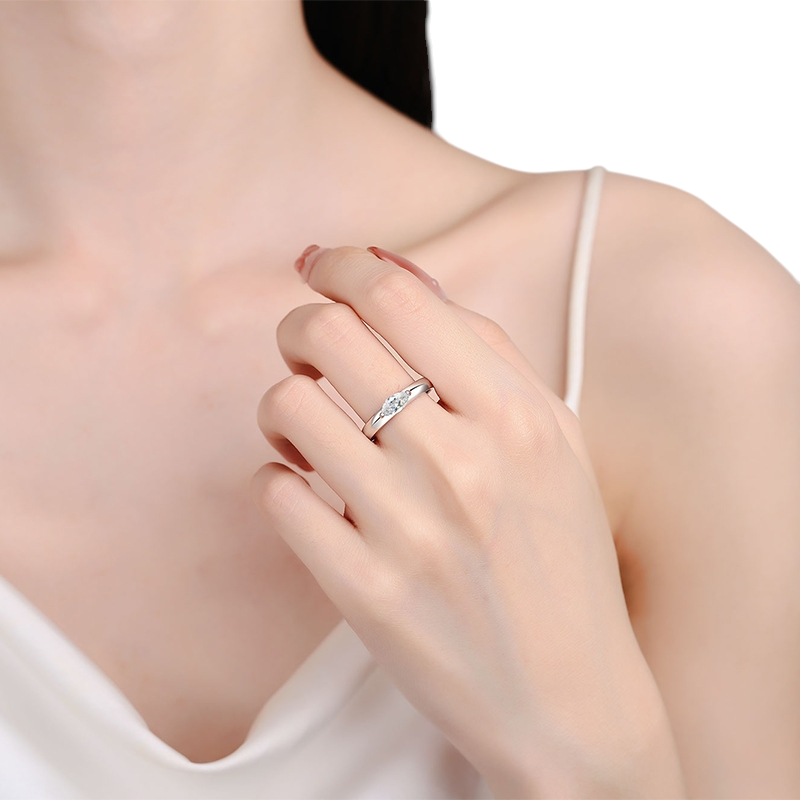 Hayesaura | Avant-Garde Minimalist Marquise Cut Moissanite Solitaire | Clean Fit Statement Ring