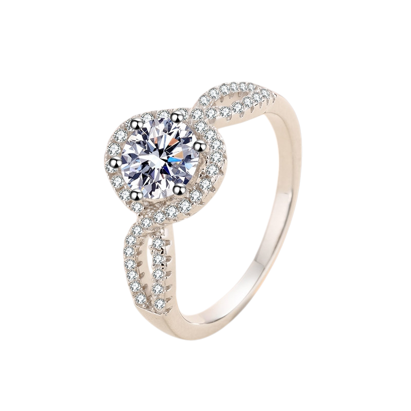 Hayesaura | Twisted Band Bezel-Set Moissanite Dome Ring