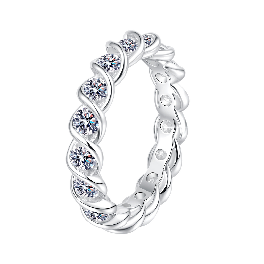 Hayesaura | Cyber Y2K Screw Thread Full Moissanite Statement Band