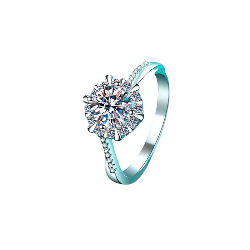 Hayesaura | Vintage Glamour Elegant Sunflower Halo Moissanite Ring | Coquette Evening Statement