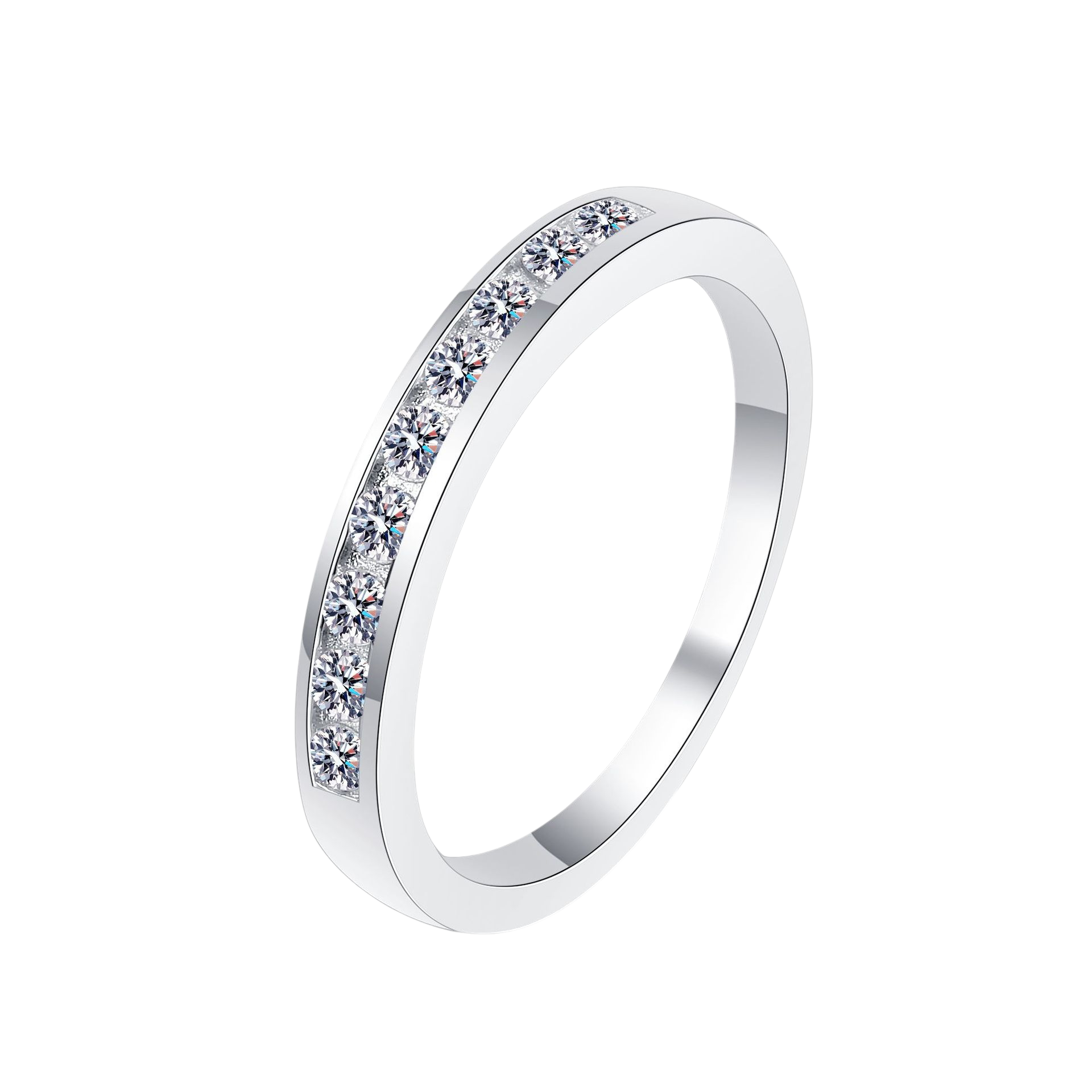 Hayesaura | Minimalist Bezel-Set Straight Row Moissanite Band