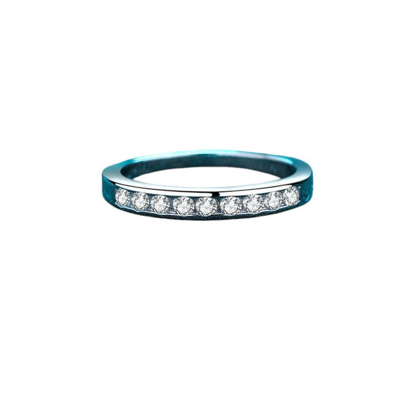 Hayesaura | Minimalist Bezel-Set Straight Row Moissanite Band