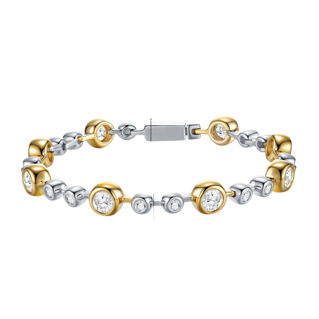 Hayesaura | Two-Tone Bubble Bead Minimalist Moissanite Bracelet | High-Cold Shifting Contrast Accents