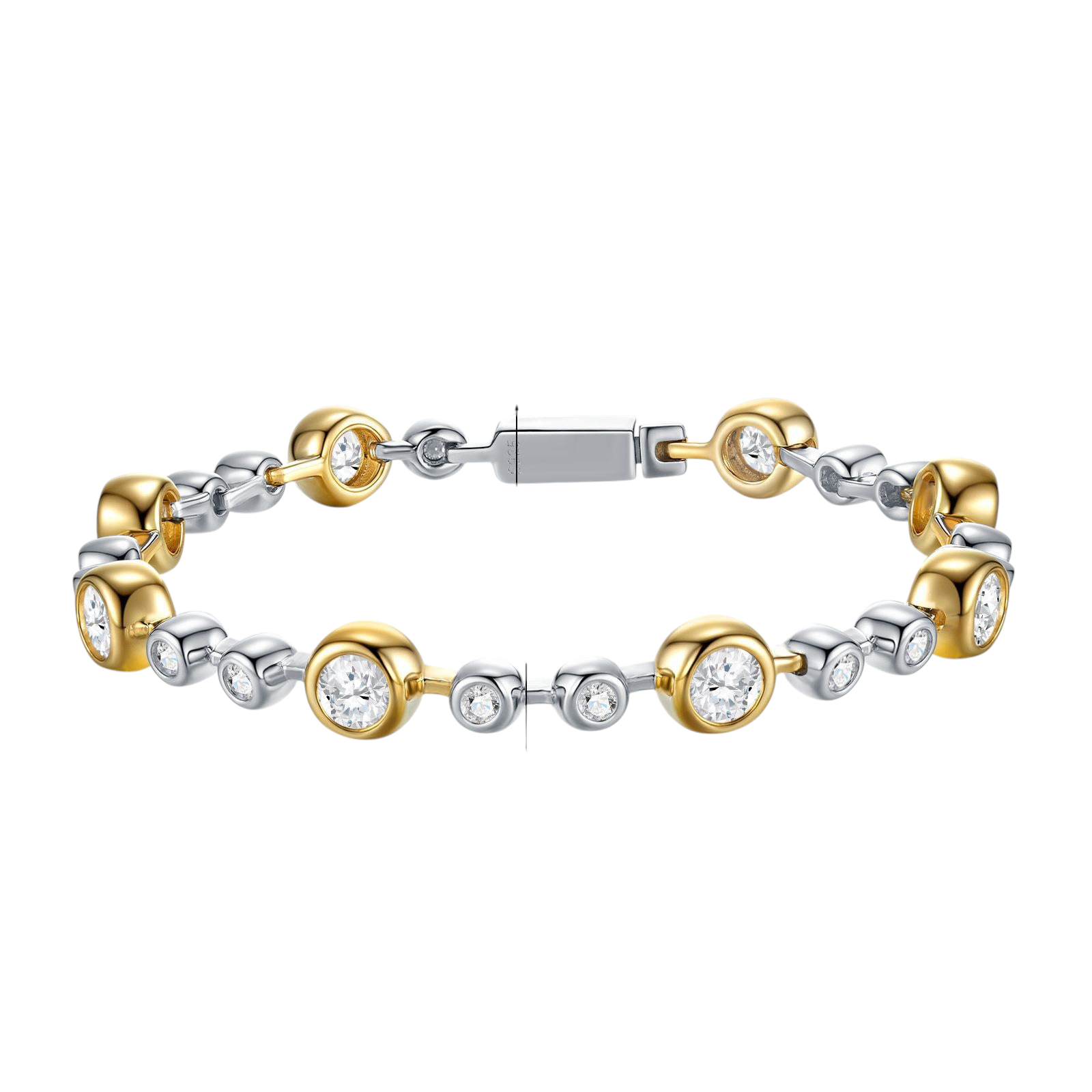 Hayesaura | Two-Tone Bubble Bead Minimalist Moissanite Bracelet | High-Cold Shifting Contrast Accents