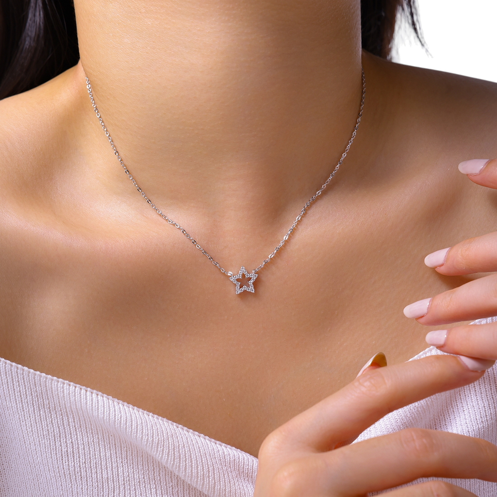 Hayesaura | Cyber Y2K 18K Plated Pentagram Star Moissanite | Rebellious Street Couture Chain