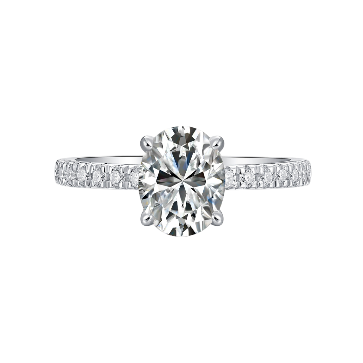 Hayesaura | Four-Prong Oval Cut Moissanite Proposal Ring | Minimalist
