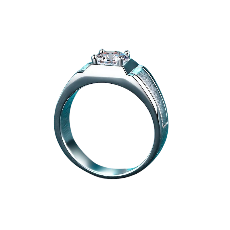 Hayesaura | Vintage Grunge Frosted Pyramid Men's Moissanite Ring | Bold Masculine Statement Band