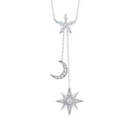 Hayesaura | Starlit Fantasy 18K Plated Star & Moon Tassel Moissanite | Ethereal Evening Drop Chain