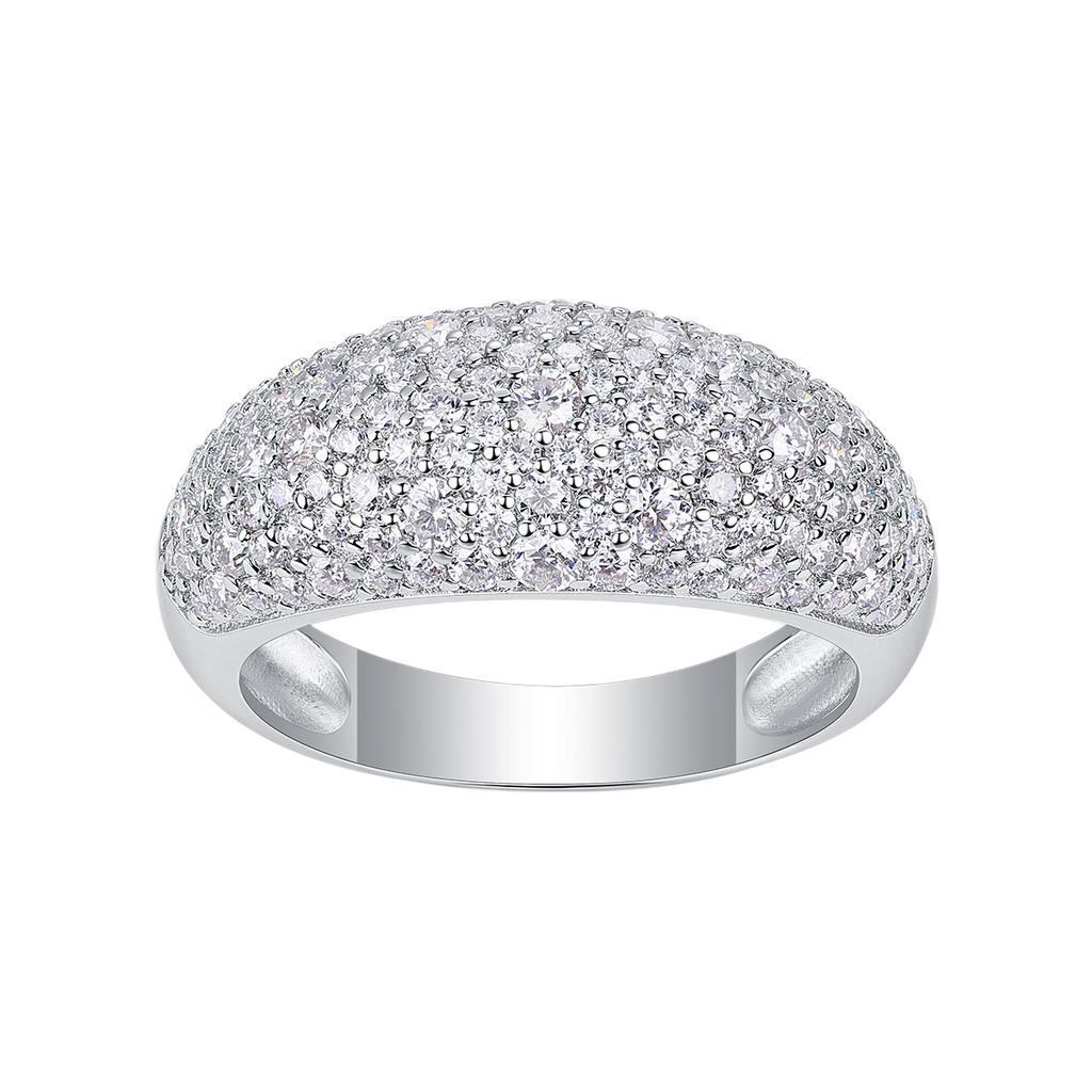 Hayesaura | Wide Band Full Pave Moissanite Proposal Ring | Minimalist