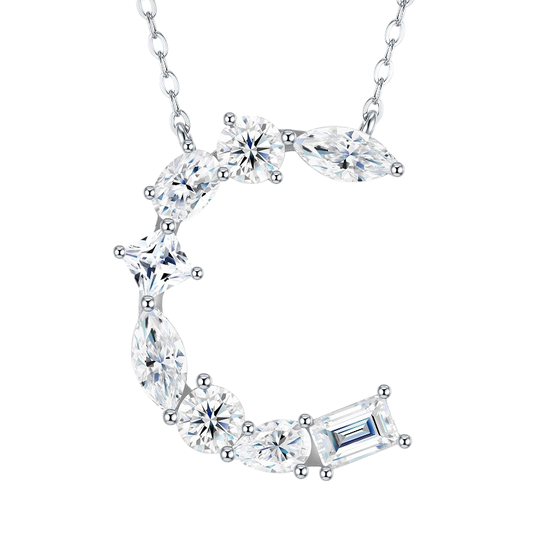 Hayesaura | Street Hip-Hop 18K Plated D-Color Moissanite 26 Initial Letters Necklace | Unisex Avant-Garde Clavicle Chain Statement