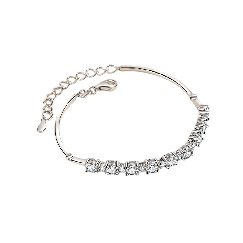 Hayesaura | Office Siren 18K Plated D-Color Eternity Moissanite Bangle | Clean Fit Daily Commute Bracelet