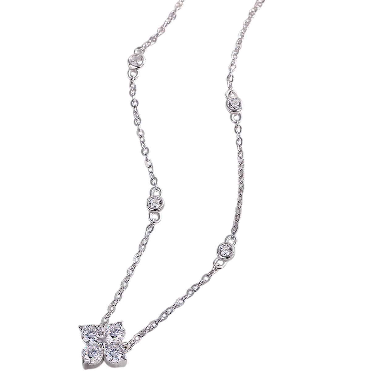Hayesaura | Art Deco 18K White Gold Plated Geometric Clover | Vintage Glamour Bridal Pendant