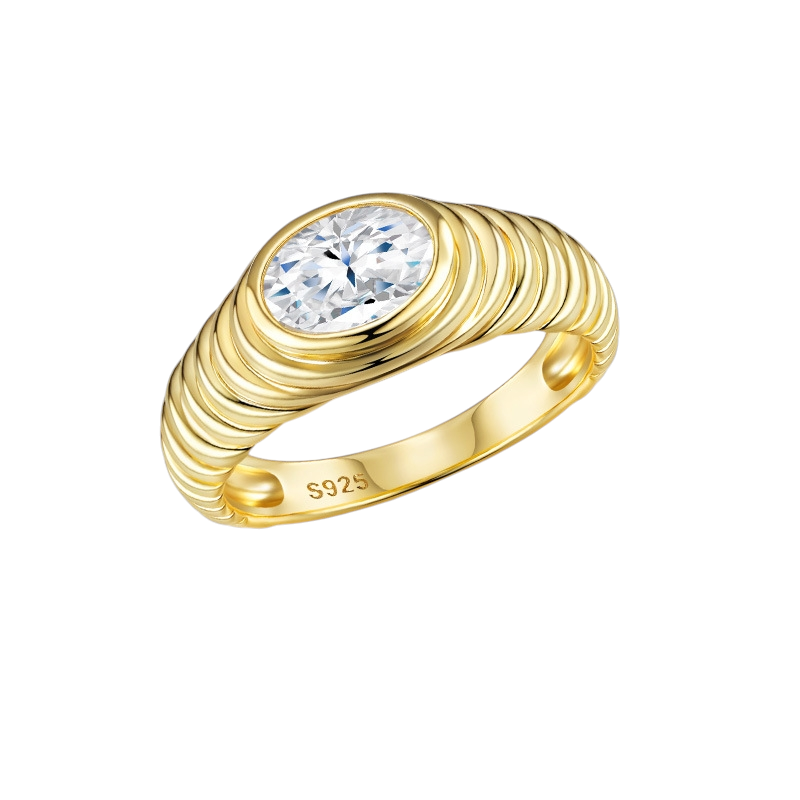 Hayesaura | Cyber Y2K Irregular Threaded 6x8 Moissanite Solitaire | Avant-Garde High-Cold Promise Ring