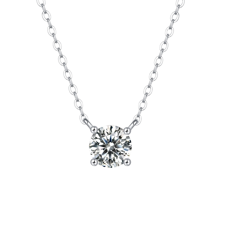 Hayesaura | Office Siren PT950 Plated Classic Four-Prong Moissanite | Quiet Luxury Solitaire Pendant Necklace