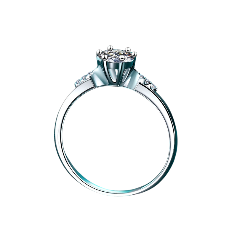 Hayesaura | Six-Around-One Cluster Moissanite Halo Ring in 18K White Gold