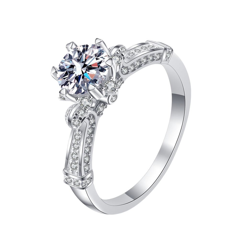 Hayesaura | Vintage Glamour Six-Prong Floral Bouquet Moissanite Ring | Old Money Statement Ring