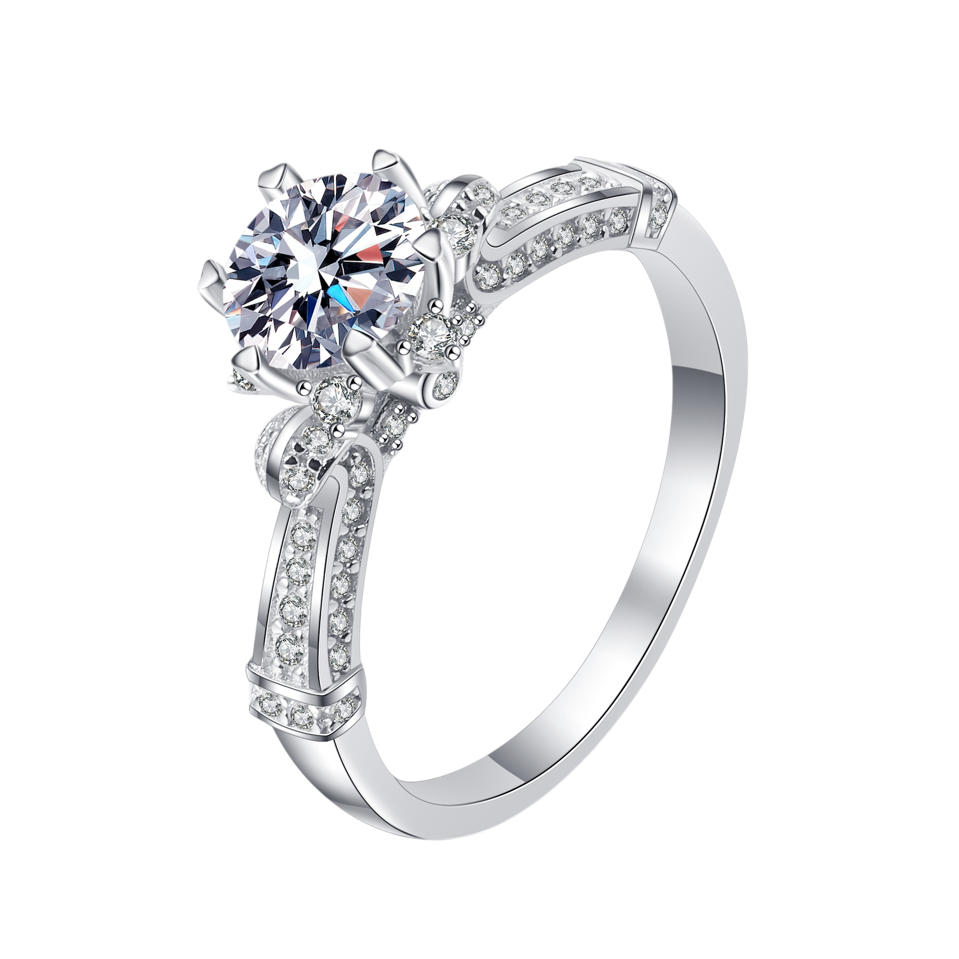 Hayesaura | Vintage Glamour Six-Prong Floral Bouquet Moissanite Ring | Old Money Statement Ring