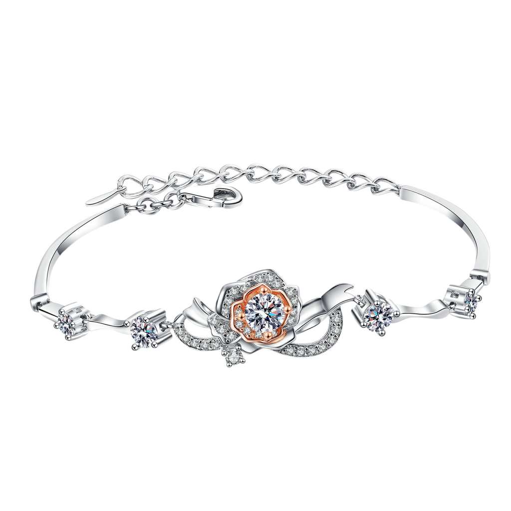Hayesaura | Gothic Romance Two-Tone Rose Moissanite | Avant-Garde Statement Bangle