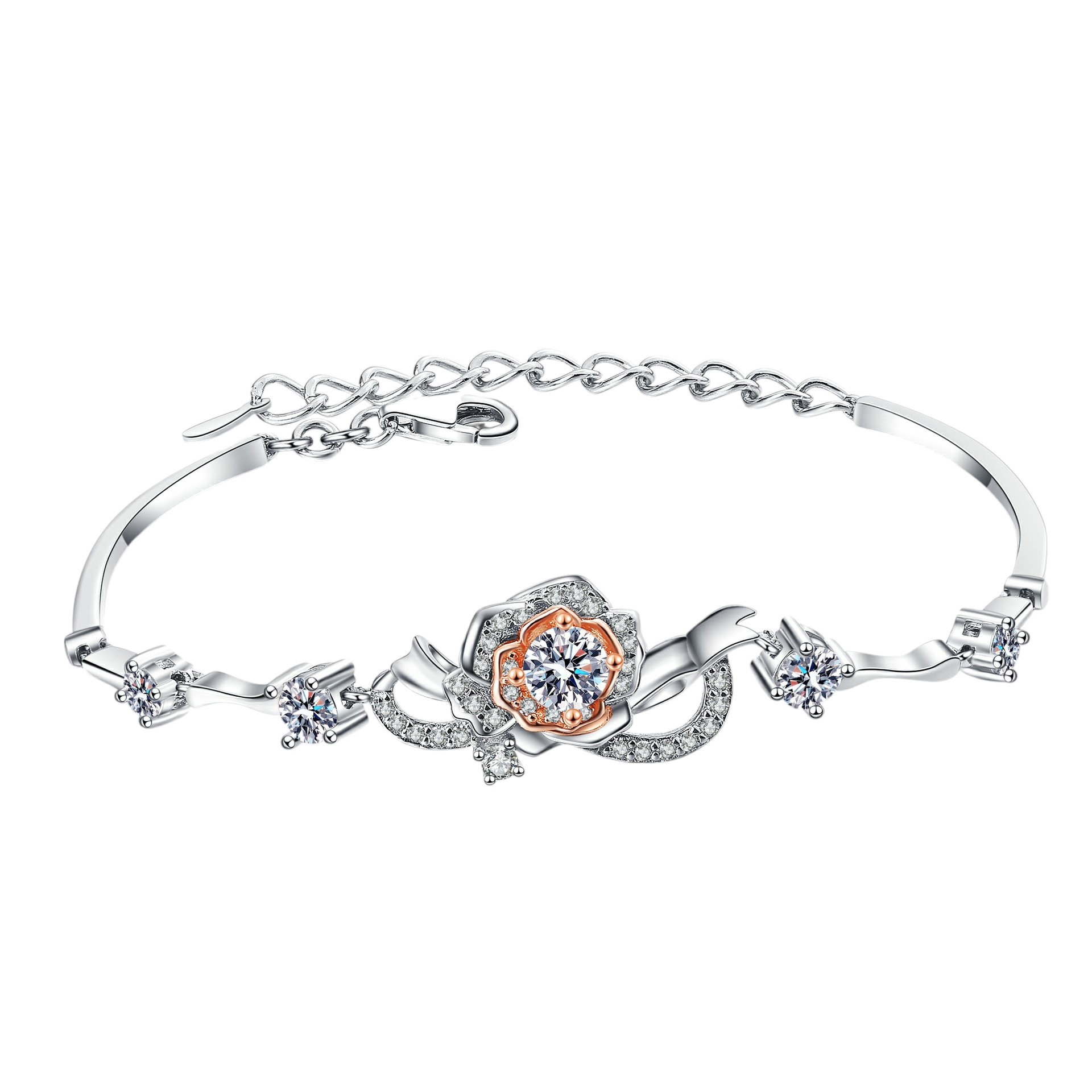 Hayesaura | Gothic Romance Two-Tone Rose Moissanite | Avant-Garde Statement Bangle