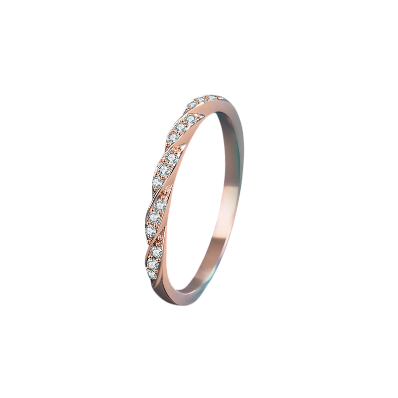 Hayesaura | Golden Hour Champagne Plated Wavy Starry Sky Moissanite Band | Office Siren Daily Tail Ring
