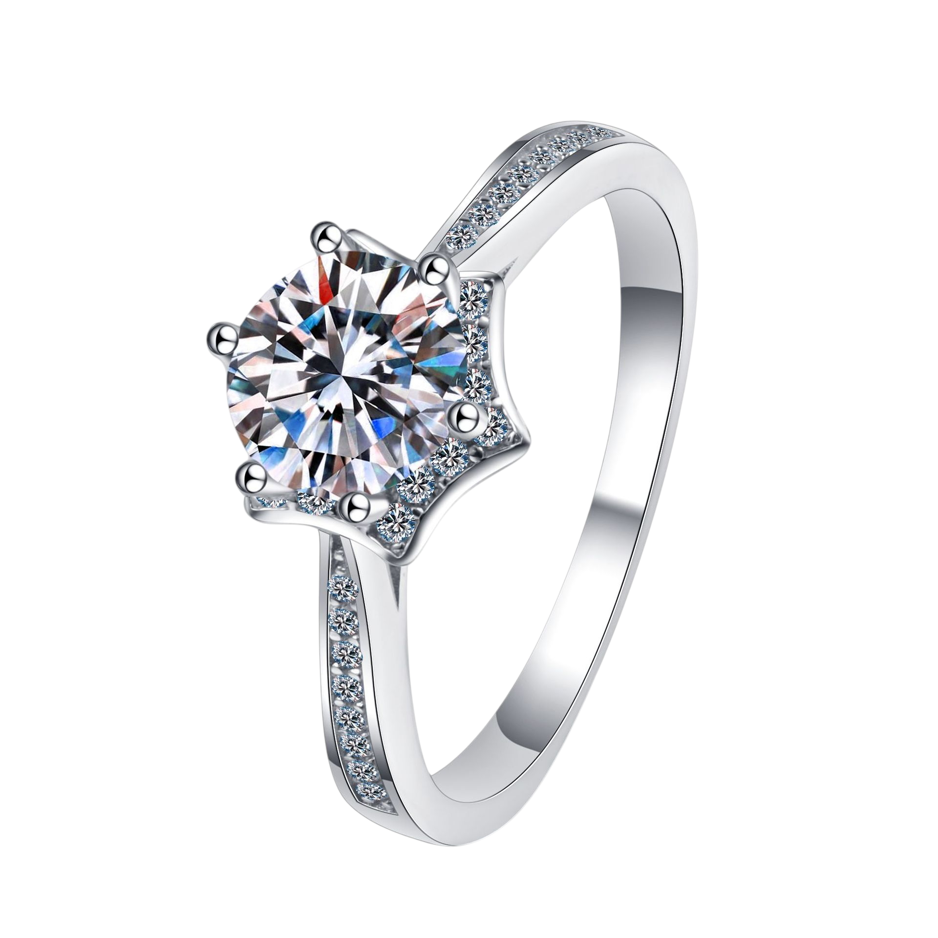 Hayesaura | Classic Six-Prong Celestial Starry Sky Moissanite Solitaire