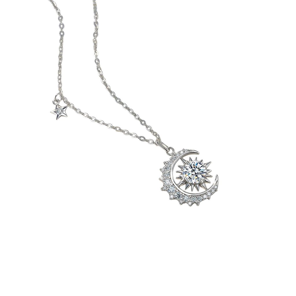 Hayesaura | Celestial Mystique 18K Plated Sun & Moon Moissanite | Bohemian Luxe Clavicle Chain